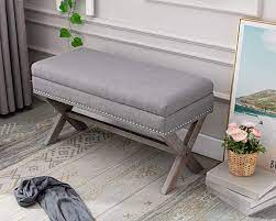 Amazon Com Duomay Entryway Bench With Storage Rustic Fabric Upholstered Bedroom Bench Sea Upholstered Bench Bedroom Bedroom Bench Seat Entryway Bench Storage