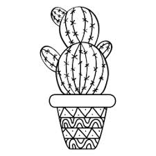 Kawaii food ausmalbilder kawaii kaktus ausmalbilder post navigation. Rounded Cactus Pot Ornamented Silhouette Cactus Drawing Cactus Art Mandala Design Art