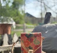 Floral Cork Cell Phone Crossbody Bag: Vegan Leather Shoulder Purse