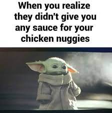 Welcome, baby yoda, to meme greatness, and please have some chicken tendies to celebrate. 10 Super Cute Baby Yoda Memes
