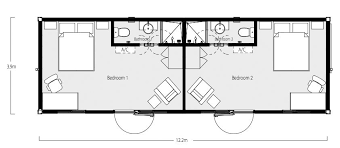 Made of two shipping containers and other materials, this house covers 1,517 sq. Two Bedroom Two Bath Shipping Container Home Floor Plan Container House Plans Container House Design Shipping Container Design Plans