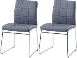 Dining sets online and in stores. Amazon Com Modern Dining Chairs Set Of 2 Dining Room Chairs With Faux Leather Padded Seat Back In Checkered Pattern And Sled Chrome Legs Kitchen Side Chairs For Dining Room Kitchen Living Room Gray