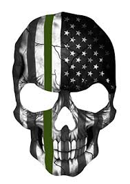 Punisher skull tattered green line subdued flag decal. K9king Military Skull 5 5 X 4 Inch Thin Green Line Tattered Import It All