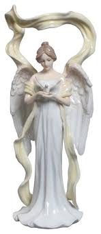 Homco ceramic trio of angels figurines, vintage home interiors and gifts knick knacks, home accents and decor, homco #1430 allmyoldthings 5 out of 5 stars (177) $ 15.00. Angel Facing Front Holding Dove Blue Dress Angels Fine Porcelain Sculpture Traditional Decorative Objects And Figurines By Xoticbrands Home Decor Houzz