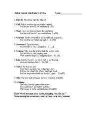 Julius Caesar Act I Vocabulary By Susan Wachtman Tpt