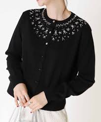 カーディガン ビーズ 刺繍