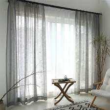 Grey Sheer Curtain Breathable Solid Color Voile Curtain Living Room Bedroom One Panel Grey Curtains Curtains Living Voile Curtains Living Room