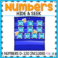 numbers 0 120 hide seek pocket chart cards fish theme