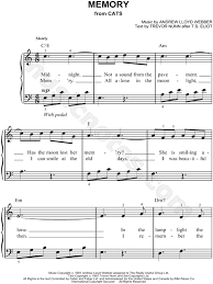 Memory From Cats Sheet Music Easy Piano In C Major Transposable Download Print Sheet Music Piano Sheet Music Free Download Sheet Music