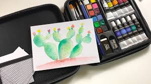 Native to the arid south, prickly pear is an easily distinguishable plant. Brea Reese Watercolor Travel Kit Project Prickly Pear Cactus Painting Youtube
