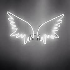 Black And White Angel Wings Aesthetic Fairy Talk Neon Verlichting Vleugels Achtergronden
