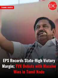 TamilNadu | AIADMK leader Edappadi K. Palaniswami won his seat by 98,100  votes, the highest in the state elections. The newly-formed TVK  demonstrated strength as P. Saravanan clinched Shozhinganallur by 96,370  votes,