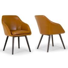 Shop For Strick Bolton Brubeck 2 Piece Cappuccino Faux Leather Arm Chairs Set With Beech Legs Get Free Upholstered Dining Chairs Dining Chairs Glamour Home