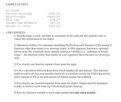 Solved Write A C Program To Calculate A Persons Pay Stub