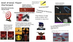 I'm the worst player in the game cuz i keep dying. Good Arsenal Player Starterpack Roblox Arsenal