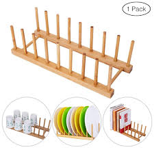 Choose from angled display units or vertical display units that are trim able to fit most standard or custom sized cabinetry. Torubia Bamboo Wooden Dish Rack With 8 Slots Plate Rack Stand Pot Lid Holder Kitchen Cabinet Organizer Walmart Canada