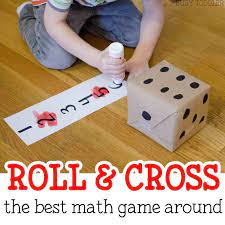 Roll Cross Math Game Busy Toddler In 2021 Easy Math Games Math Activities Preschool Toddler Math
