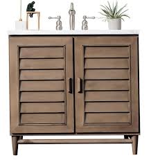 The most important part of the process is a thorough needs and design assessment because every bathroom is unique and needs to fit the design of the home along with the vision of the homeowner. 36 Portland Whitewashed Walnut Single Bathroom Vanity