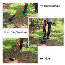 Gardenall Long Handle Garden Tools Set Include Round Point Shovel 12 Guage Garden Hoe Steel Rake Bow Rake Ga Garden Tool Set Gardening Tool Kit Garden Tools