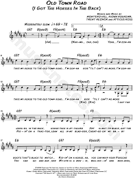 Lil Nas X Old Town Road Sheet Music Leadsheet In B Major Download Print Road Music Lead Sheet Road Song