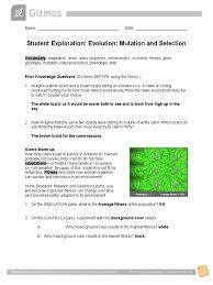 Student exploration natural selection natural selection, phenotype [note to teachers and students: Student Exploration Evolution Mutation And Selection Gizmo Answers Fitness Biology Allele