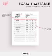 Exam Timetable Printable Planner Exam Schedule Exam Etsy In 2021