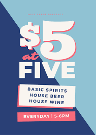 5 At 5 Drink Specials And Happy Hour Promotion Template Easil Drink Specials Happy Hour Poster Template