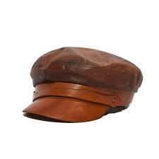 Vintage All Leather Biker Newsboy Hat Cabby Cap By Henschel Hat Company Size Extra Large Leather Hats News Boy Hat Hats
