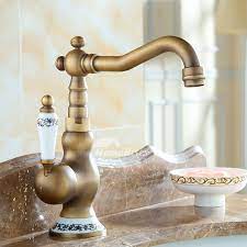 The faucet handles also come in enamel labeled hot or cold. Vintage Brass Single Handle Antique Bathroom Faucets Ceramic