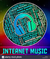 Internet Music Indicating World Wide Web And Web Site Stock