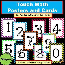 Touch Math Number Posters And Cards Stripes Touch Math Math Numbers Math