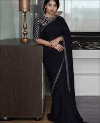 Maybe you would like to learn more about one of these? Re Stunning Black Colored Georgette Silk Plain Saree Designer Sarees Sarees Indian