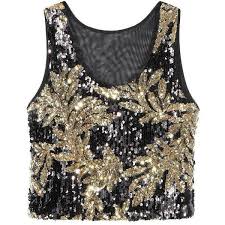 Black And Gold Top Yoins Yoins Black Gold Crop Vest Top Black And Gold Shirt Vest Crop Top Black Sequin Top