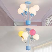 6 Lights Balloon Chandelier Baby Room Nursing Room Frosted Glass Suspension Light In Blue Multi Color Beautifulhalo Com