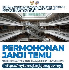 Kementerian pendidikan malaysia tidak bertanggungjawab kepada sebarang masalah yang timbul akibat pencerobohan pengenalan identiti pengguna dan kecuaian disebabkan oleh pihak pengguna serta pengguna aplikasi bertanggungjawab. Jpn Malaysia On Twitter Permohonan Temujanji Boleh Dibuat Di Https T Co Ztkp48r6fj Bermula Pada Hari Ini Bagi Urusan Di Pejabat Jpn Negeri W P Putrajaya W P Kuala Lumpur Selangor Melaka Negeri Sembilan Pahang Perak