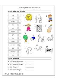 Vocabulary Matching Worksheet Elementary 1 2 Elementary Worksheets Teacher Worksheets Free Kindergarten Worksheets