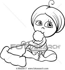 These coloring pages feature not. Baby Girl With Santa Hat Coloring Page Clip Art K16520517 Fotosearch