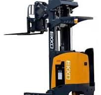 Power Drive and Lift Ride-On Narrow Aisle Stacker 275" Lift 4000lb Capacity