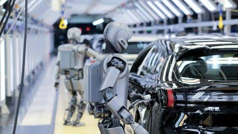 Humanoid robot industrial assembly deployment economics, AI generated