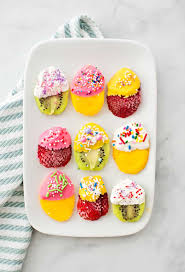 Nearly every aisle has some sort of foil wrapped chocolate delight trying to tempt you off your healthy eating plan. Fruit Easter Eggs Healthy Easter Snacks For Kids