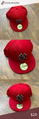 Red New York Yankee Hat With Black Logo Size 8 New York Yankee Hat Black Logo New Era 59fifty