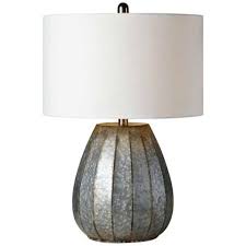 Forty West Rhett Galvanized Ribbed Metal Table Lamp 19p04 Lamps Plus Metal Table Lamps Lamp Table Lamp