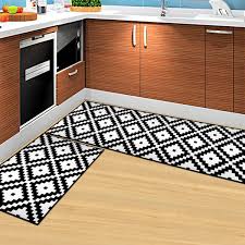 Get deals with coupon and discount code! Home Black White Grid Themed Non Slip 2 Pieces Kitchen Rug Set Area Rug Floor Bath Mat For Home Living Room Bedroom Office Walmart Com Walmart Com