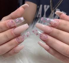 Butterfly encapsulated glass tip acrylic nails | acrylic nails tutorial. Cute Pink Butterfly Acrylic Nails Novocom Top
