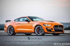 Orange 2020 Ford Shelby Mustang Gt500 With 21x11 And 21x115 Signature Sv302s Aftermarket Wheels Mustang Shelby Ford Mustang Shelby Gt500 Shelby Mustang Gt500