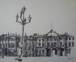 Drawingthe Winter Palace In St Petersburg Drawing Art Illustration Drawing Draw Picture Artist Sketch Sketchbook Paper Pendrawing Pencil Art Landmarks Draw