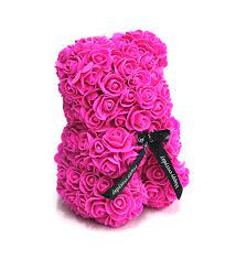 Love these diy flower bears that are made out of real flowers! Fuschia Teddy Bear Made Of Rubber Flowers Gifts For Girls