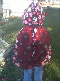 Create red ladybug wings with black spots using fabric or cardboard and make a. Homemade Ladybug Costume For Girls No Sew Diy Costumes
