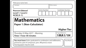 Edexcel Gcse Maths Higher Paper 2017 Paper 1 Questions 19 22 Youtube