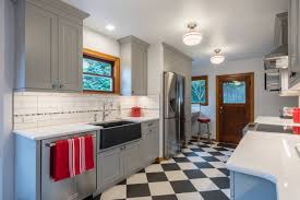 Grey kitchen cabinets images with flooring living. 75 Beautiful Vinyl Floor Kitchen With Gray Cabinets Pictures Ideas August 2021 Houzz